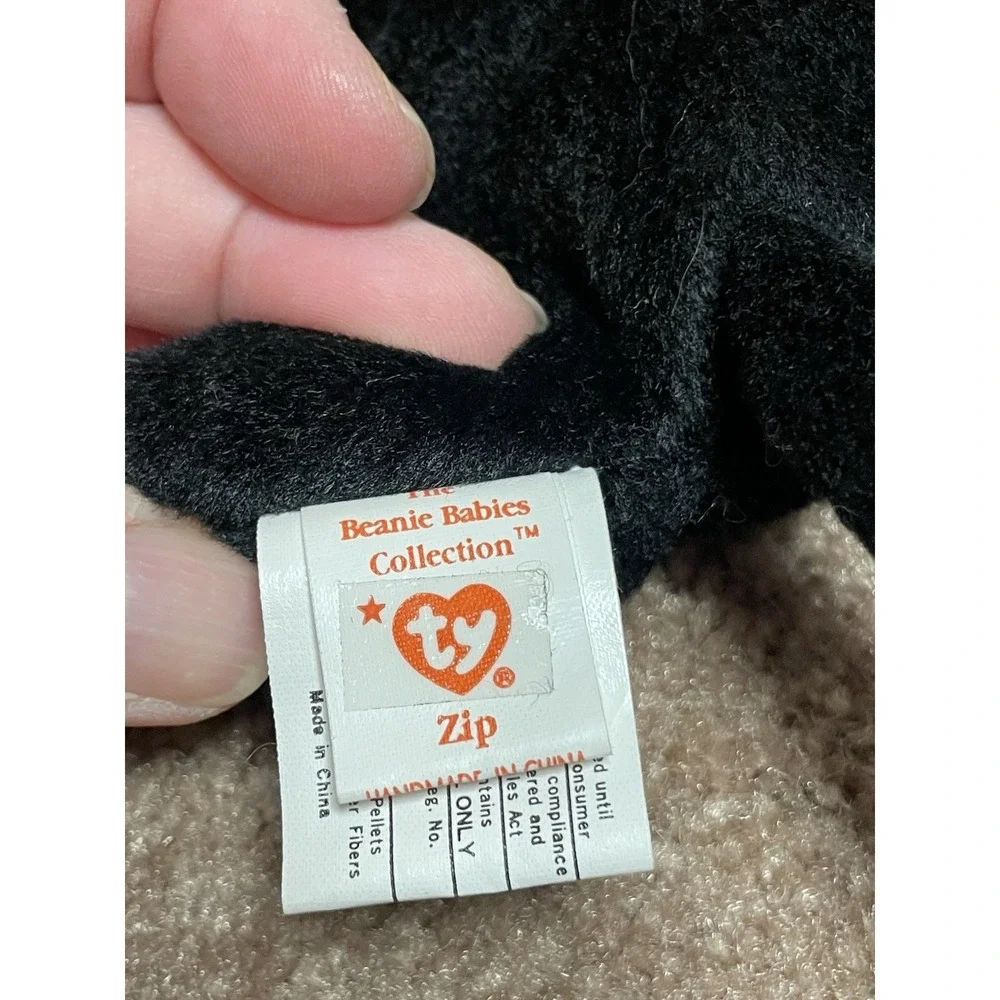 Ty Beanie Baby ZIP 1993 Black White Cat Tag Errors Plush Toy New Retired